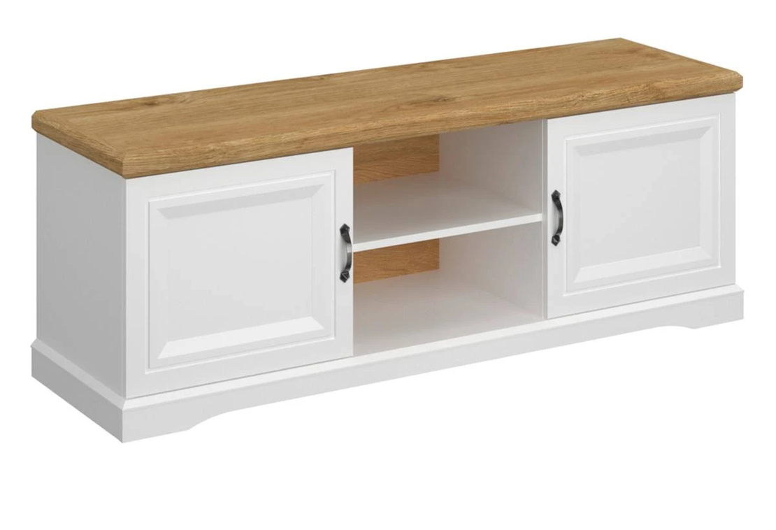 ТВ шкаф RIVA SZFK RTV 2D - бяло/дъб харбор
