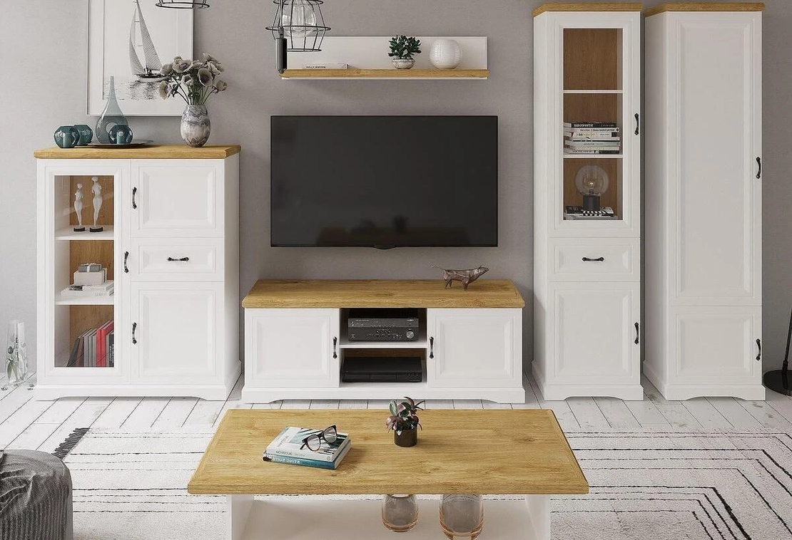 ТВ шкаф RIVA SZFK RTV 2D - бяло/дъб харбор