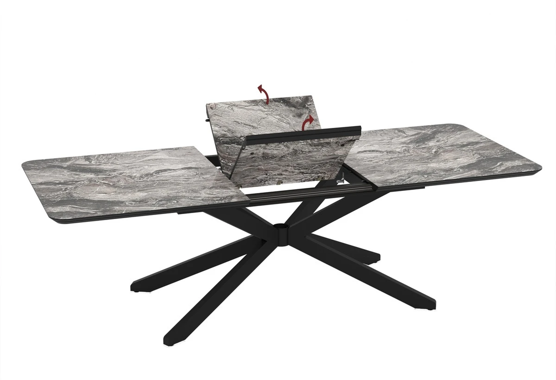 Трапезна маса MONA разтегателна - черен мрамор/черно