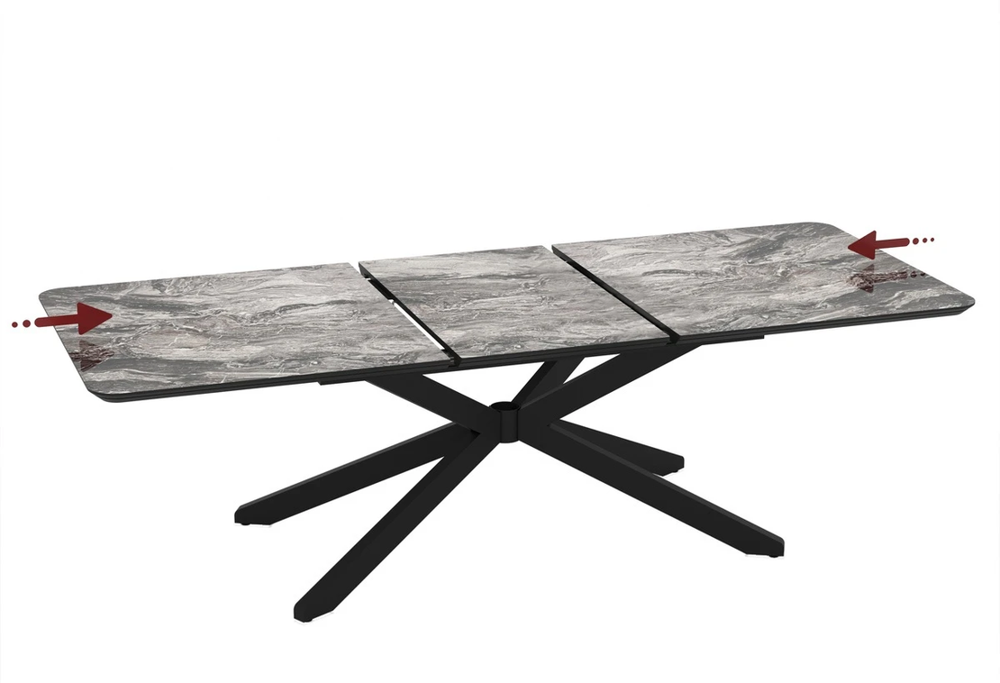 Трапезна маса MONA разтегателна - черен мрамор/черно