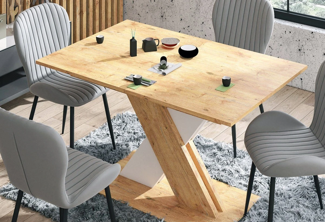 Трапезна маса XARELTO разтегателна - дъб ланселот/бяло