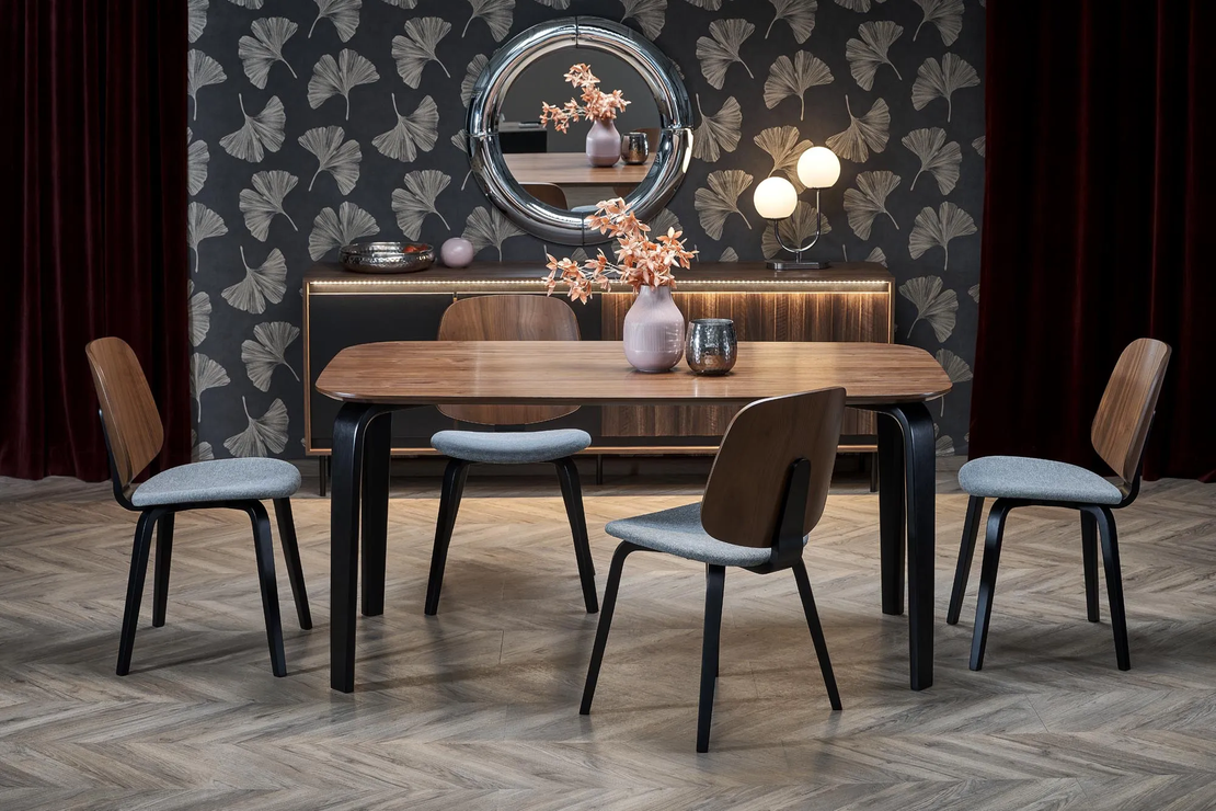 Трапезен стол К-563 - орех/сиво/черно