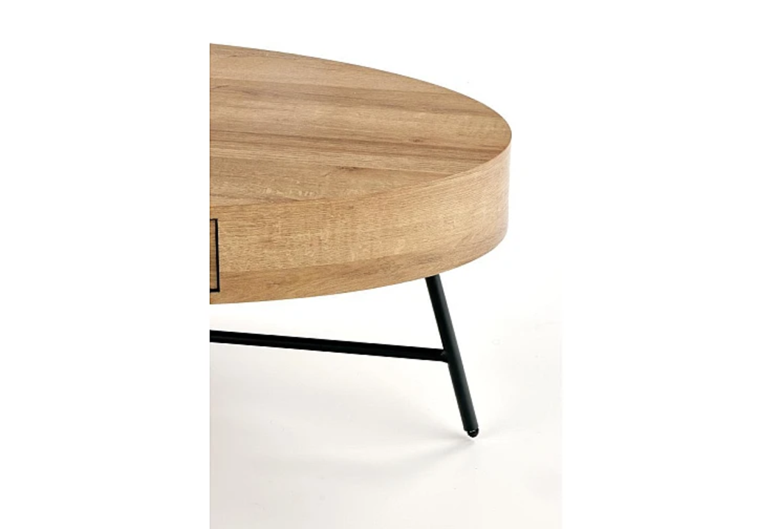 Холна маса CAROLINA елипса с чекмедже - златен дъб/черно