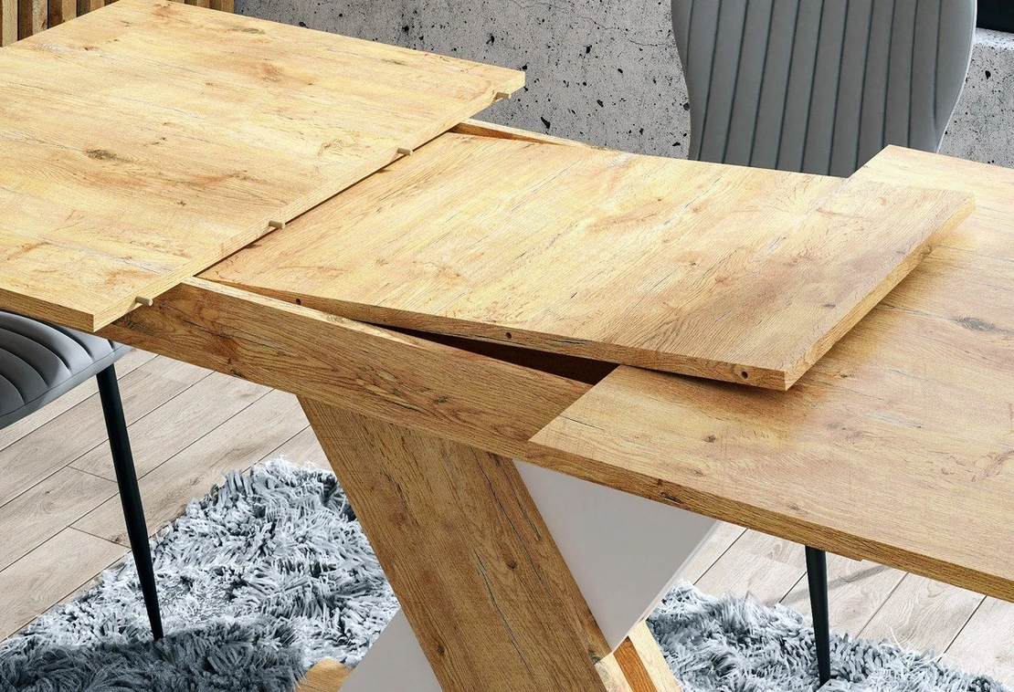 Трапезна маса XARELTO разтегателна - дъб ланселот/бяло