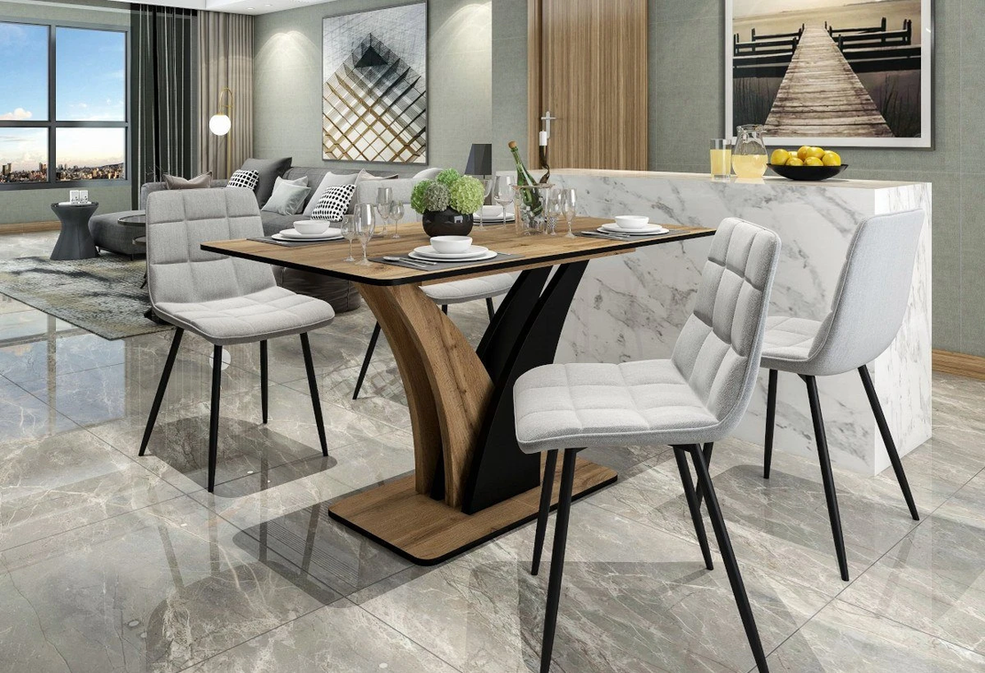 Трапезна маса NEPTUN разтегателна - дъб артисан/черно