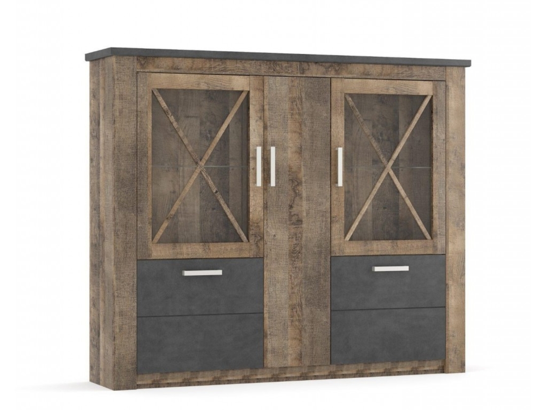 GEORGIA 3Д2В комод/витрина колониален - дъб/матера