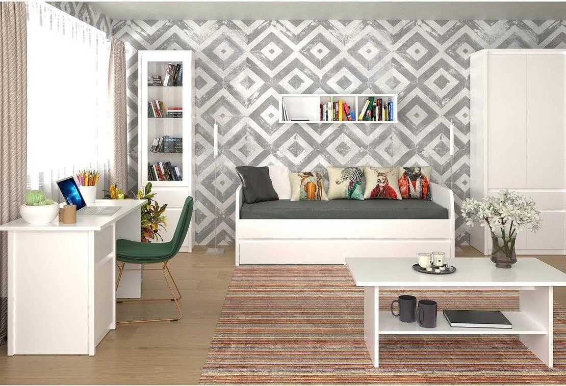 Витрина висока ERDEN WIT 1D1W1S - бяло