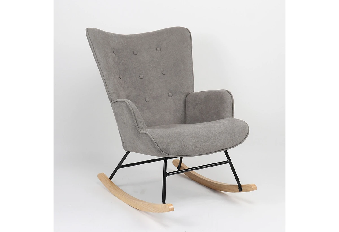 Люлеещ фотьойл ELIOT - сиво/натурално