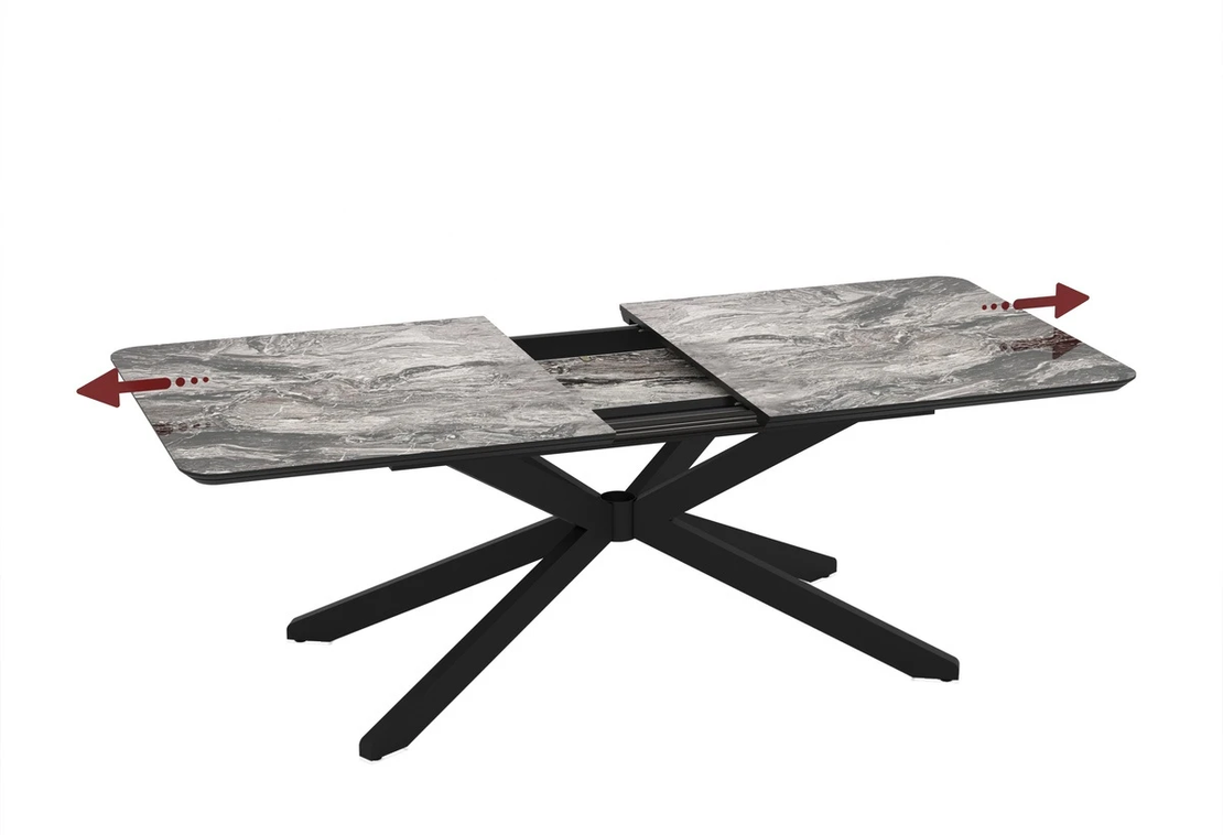 Трапезна маса MONA разтегателна - черен мрамор/черно