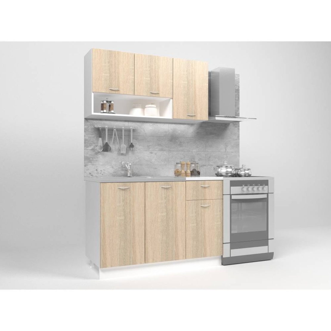 Кухня BERTHA 1.20м бяло/дъб сонома