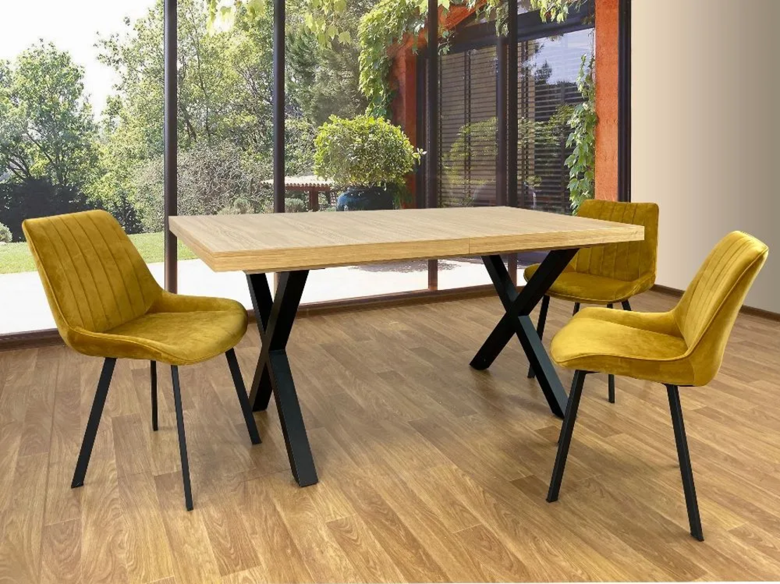 Трапезна маса XARIS разтегателна - дъб хикори натур/черно