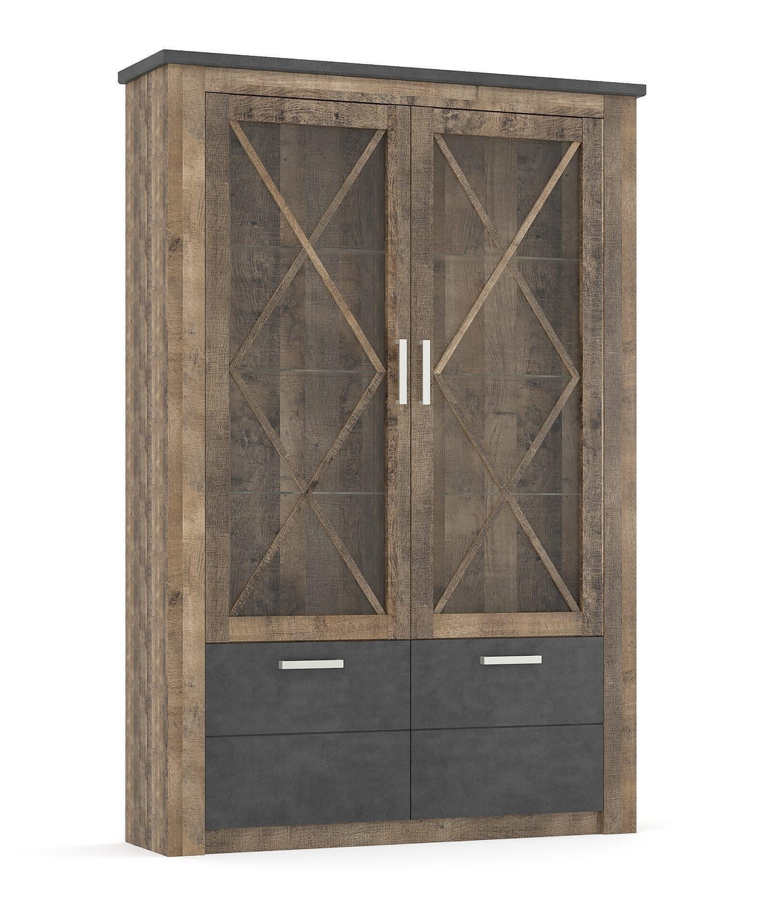 GEORGIA 2Д2В витрина/пенал колониален - дъб/матера