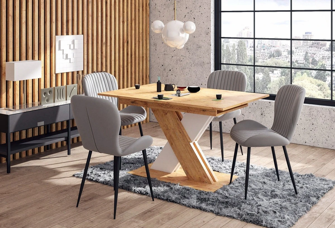 Трапезна маса XARELTO разтегателна - дъб ланселот/бяло