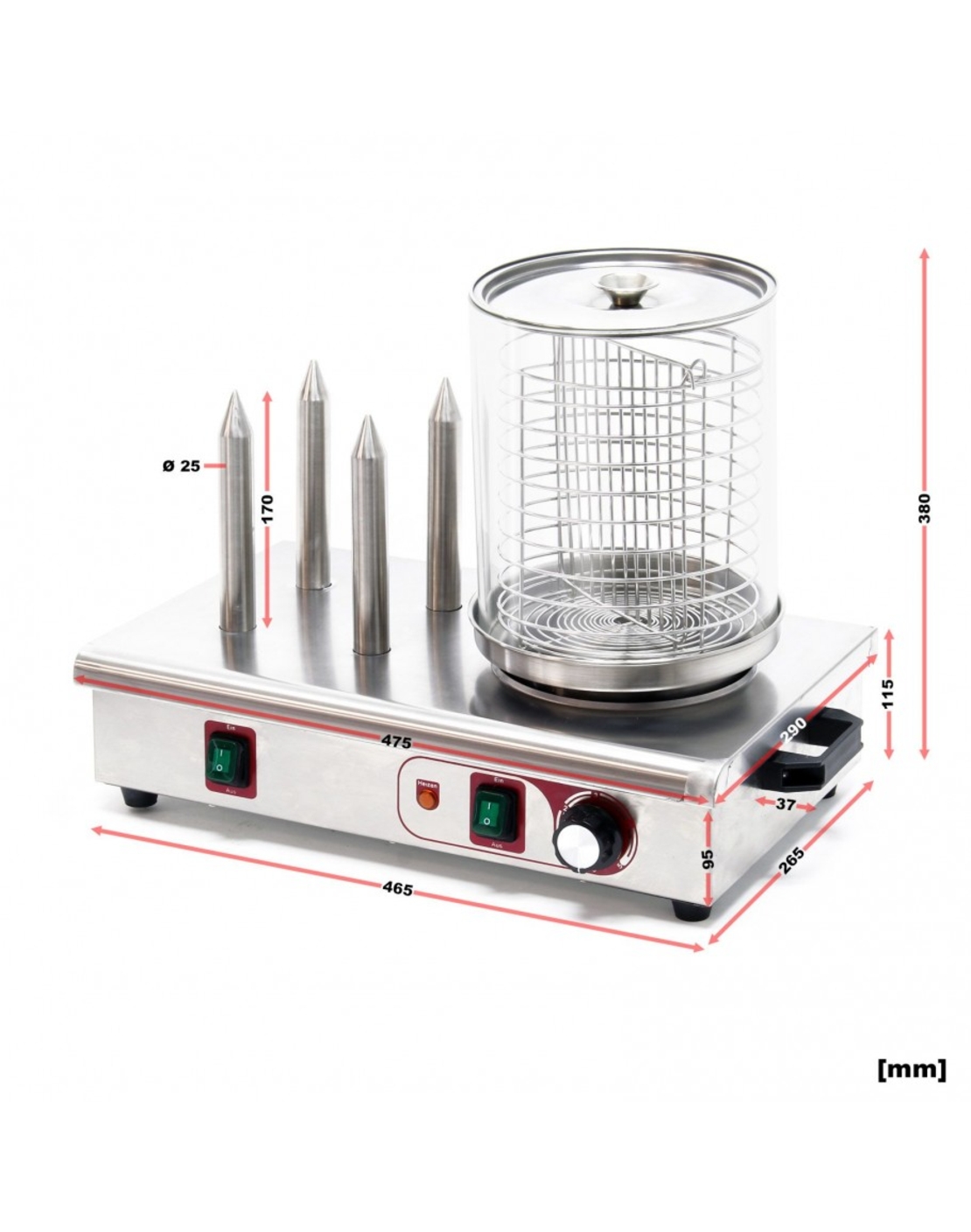 Хот дог машина с 4 шиша и стъклена вана