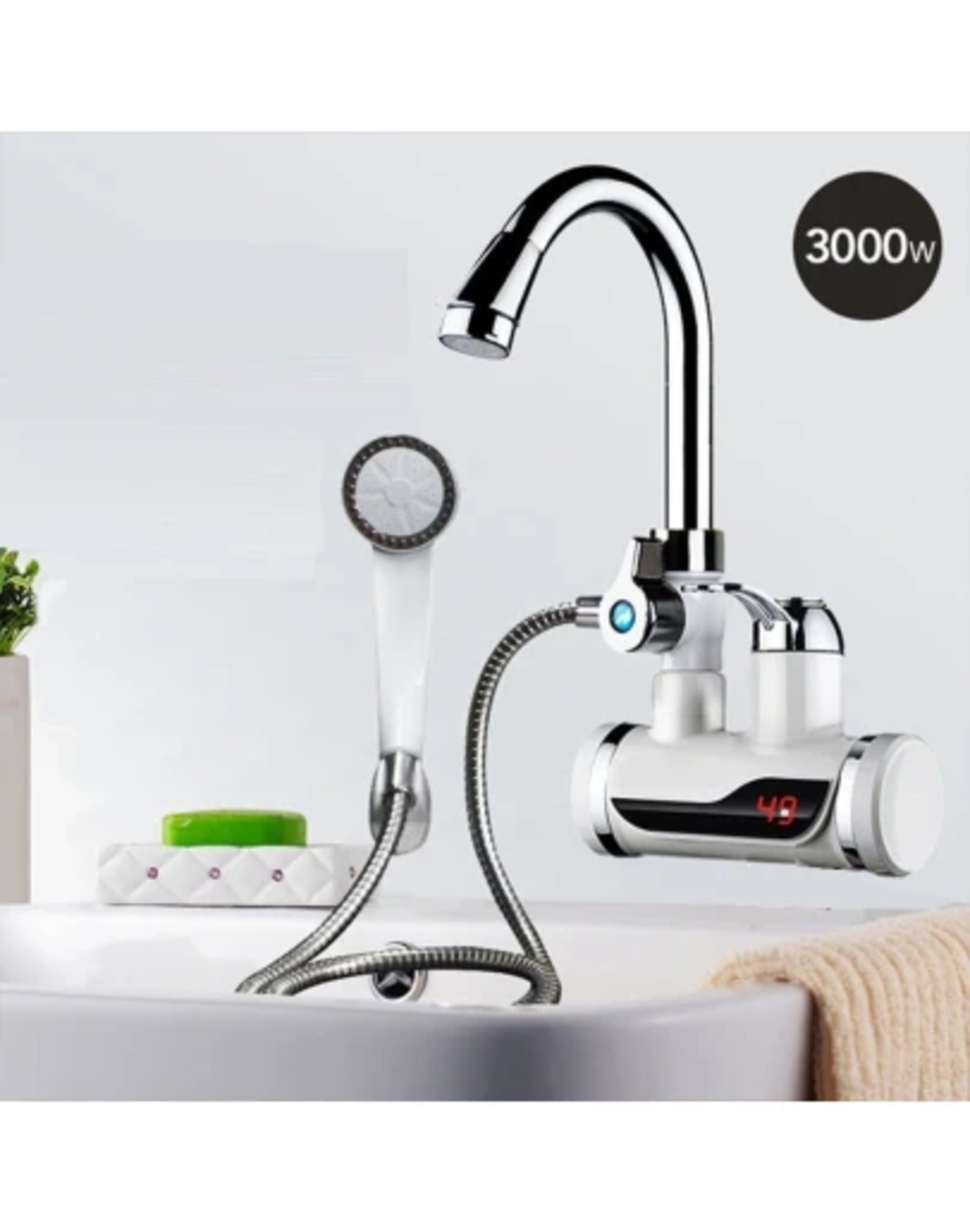 Електрически проточен водонагревател - смесителна батерия и душ слушалка