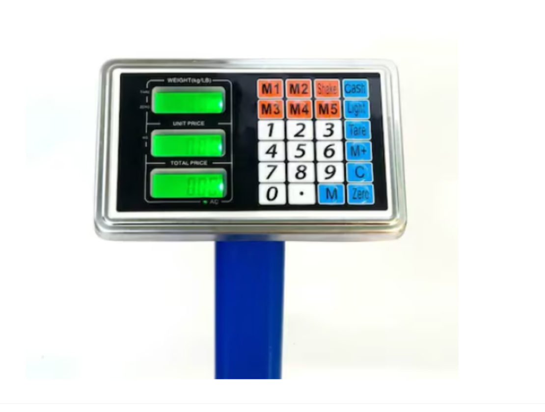 Електронен кантар 500 кг с акумулатор и метална платформа от вълнообразна ламарина, сгъваемо рамо