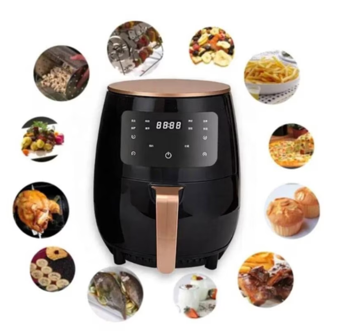 Фритюрник с горещ въздух без масло Air Fryer 8 функции, Капацитет 6L, Цифров дисплей, 3000W