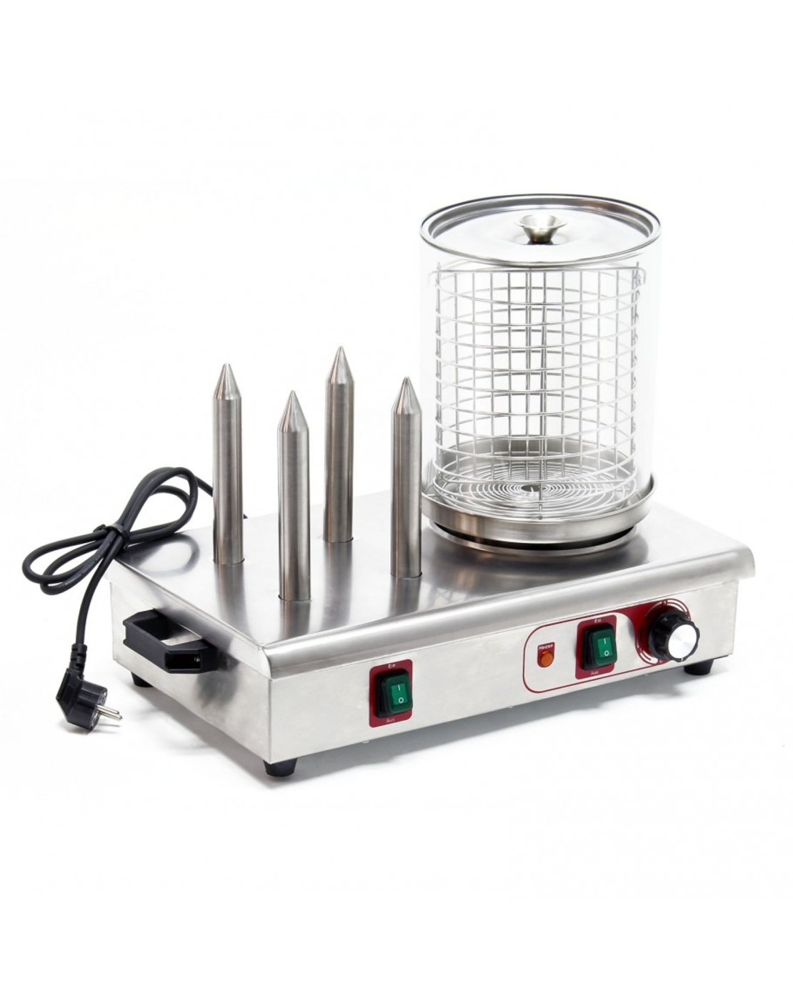 Хот дог машина с 4 шиша и стъклена вана