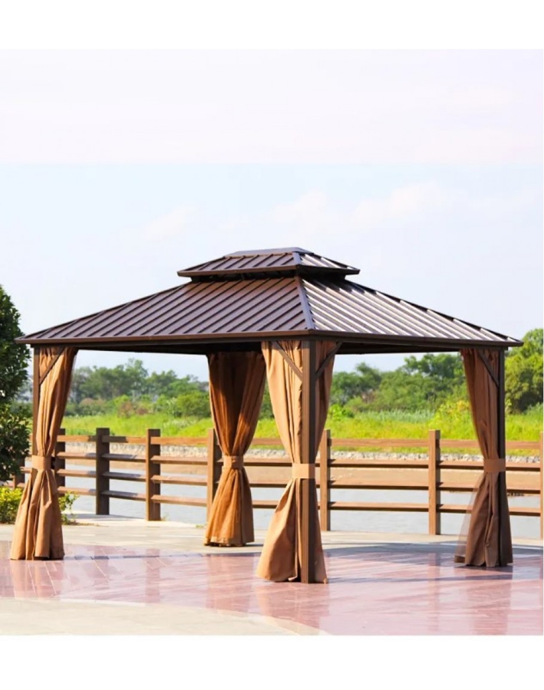 Градинска пергола с алуминиева конструкция двоен покрив