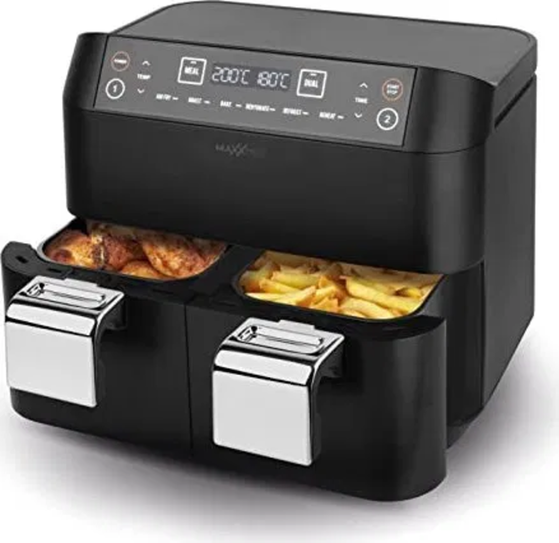 Фритюрник с горещ въздух MAXXMEE двойна Кошница,7,6литра 2400W черен