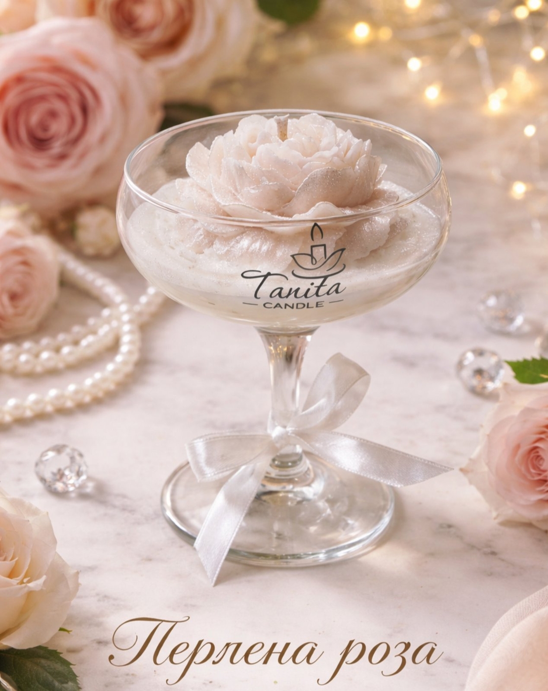 Свещ - ,,Перлена роза''