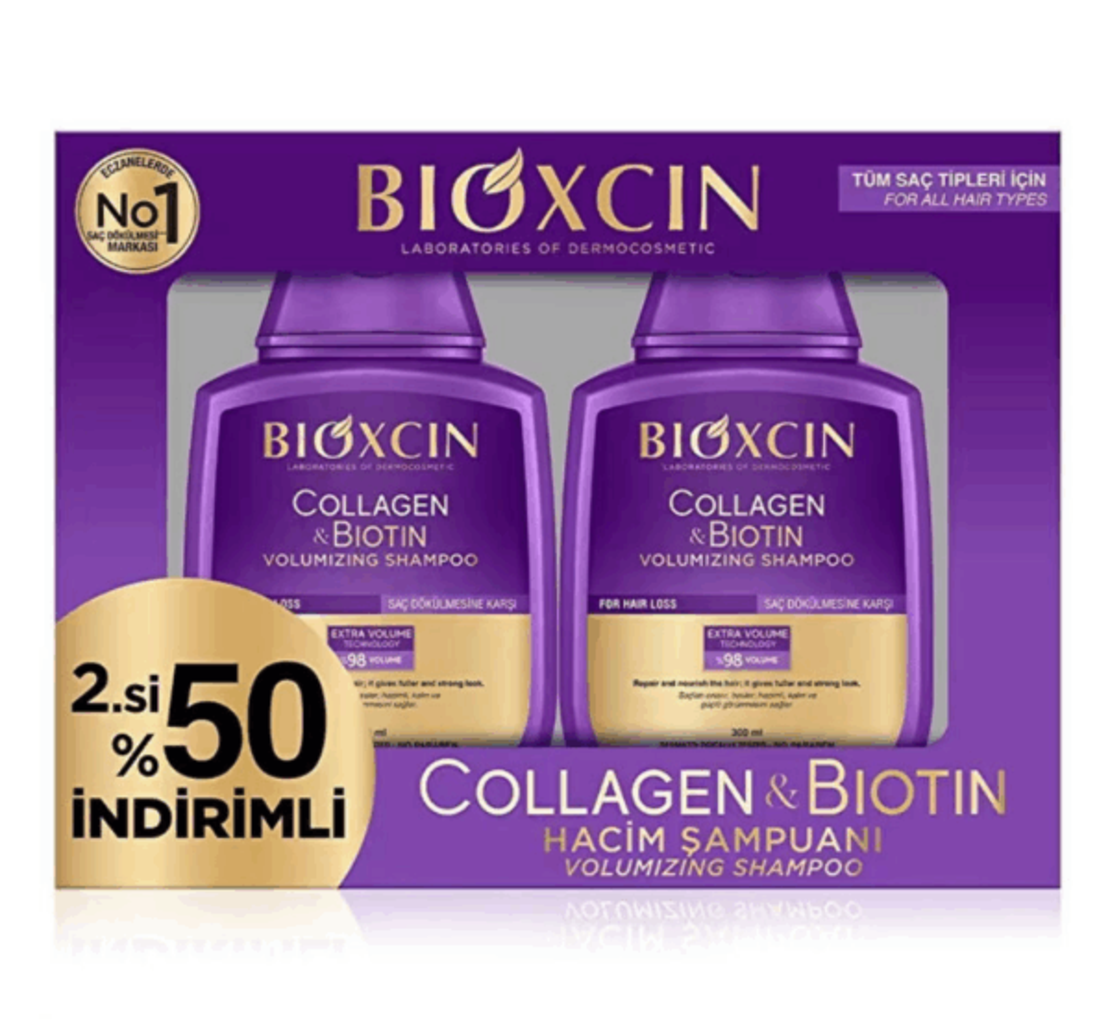 Шампоан за обем с колаген и биотин Bioxcin, 2 х 300ml
