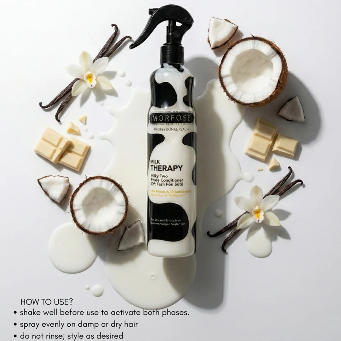 Двуфазен спрей-балсам с млечни протеини за суха и увредена коса Milk Therapy, 400ml