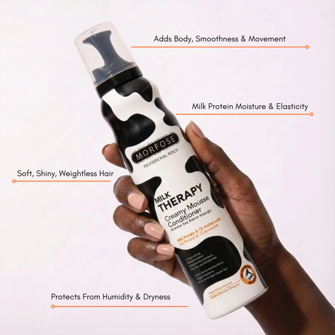 Пяна за коса за обем и фиксация с млечни протеини – Morfose Milk Therapy, 350ml