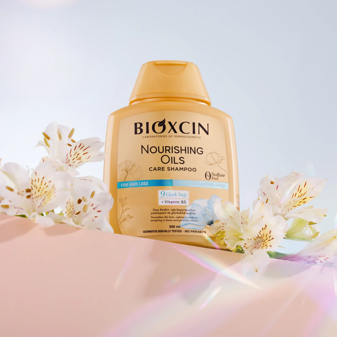 Шампоан Bioxcin с подхранващи масла и витамин B5 за суха и увредена коса