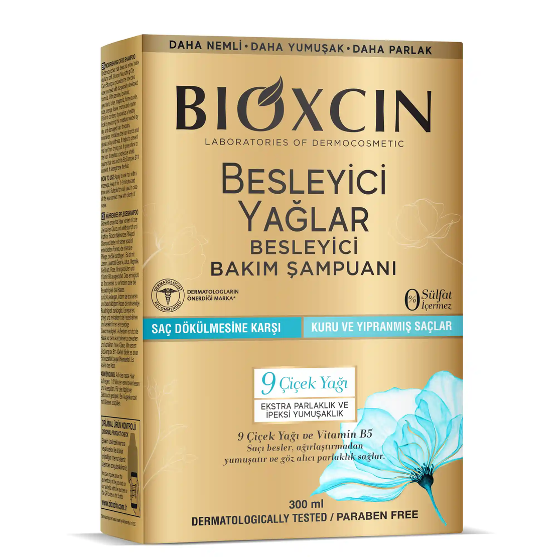Шампоан Bioxcin с подхранващи масла и витамин B5 за суха и увредена коса