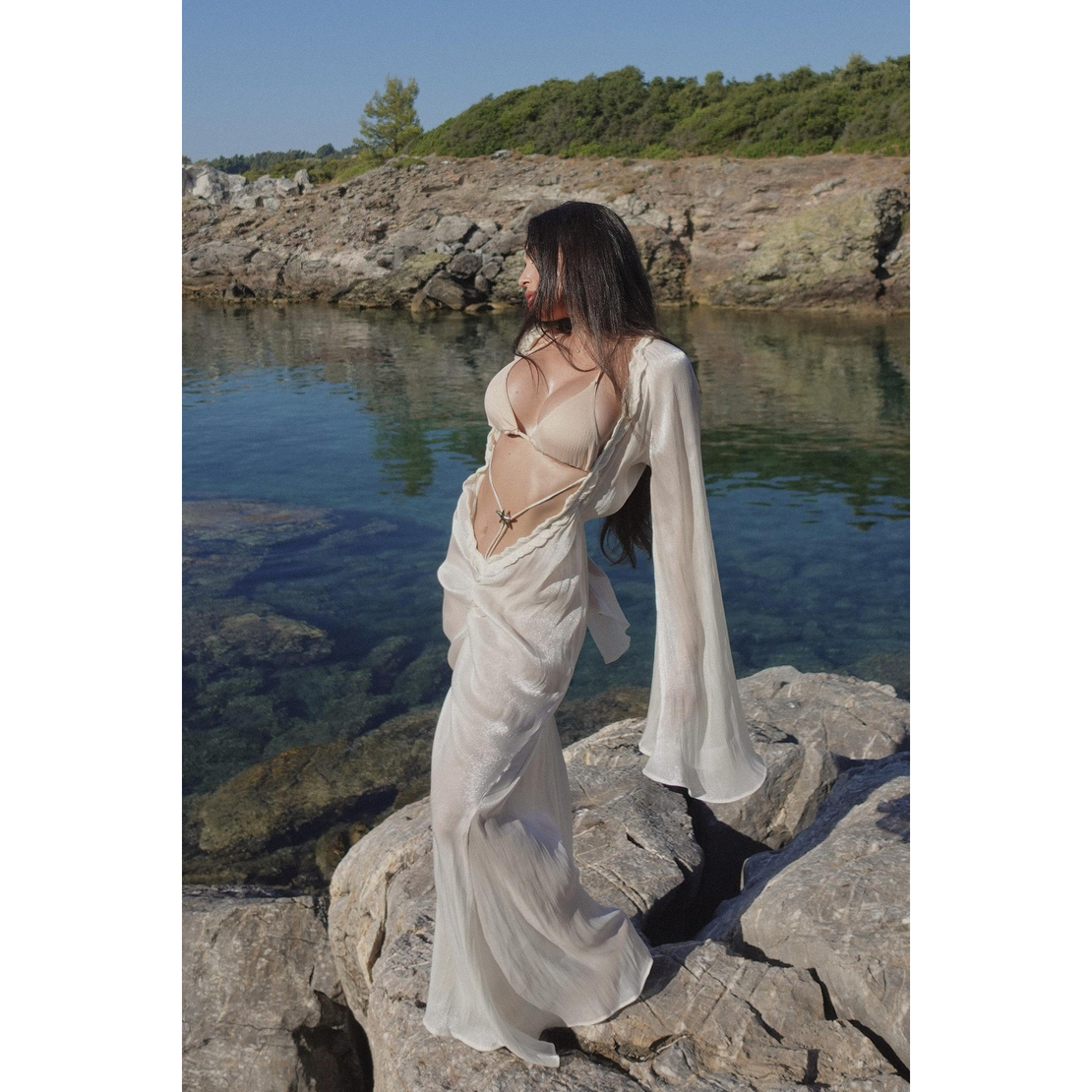 YOUR MERMAID butter yellow beach dress