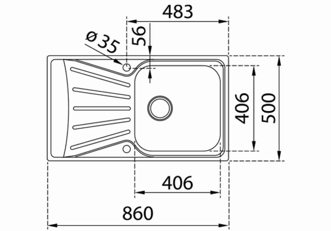 Иноксова мивка за вграждане Starbright 50 E-XP 1B 1D ГЛАДКА