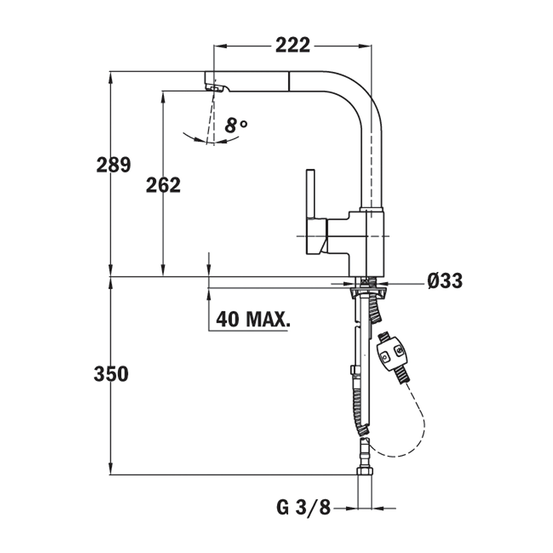 Смесител Teka Ares 938 Pull-out БЯЛ