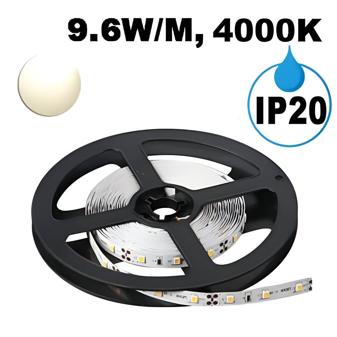 LED ЛЕНТА, 9.6W/M, 4000K, 12V DC, SMD2835, 120 LEDS/M