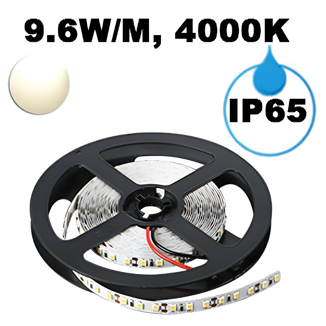 LED ЛЕНТА, 9.6W/M, 4000K, 12V DC, SMD2835, 120 LEDS/M, IP65