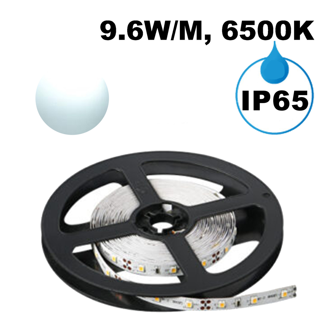 LED ЛЕНТА, 9.6W/M, 6500K, 12V DC, SMD2835, 120 LEDS/M, IP65