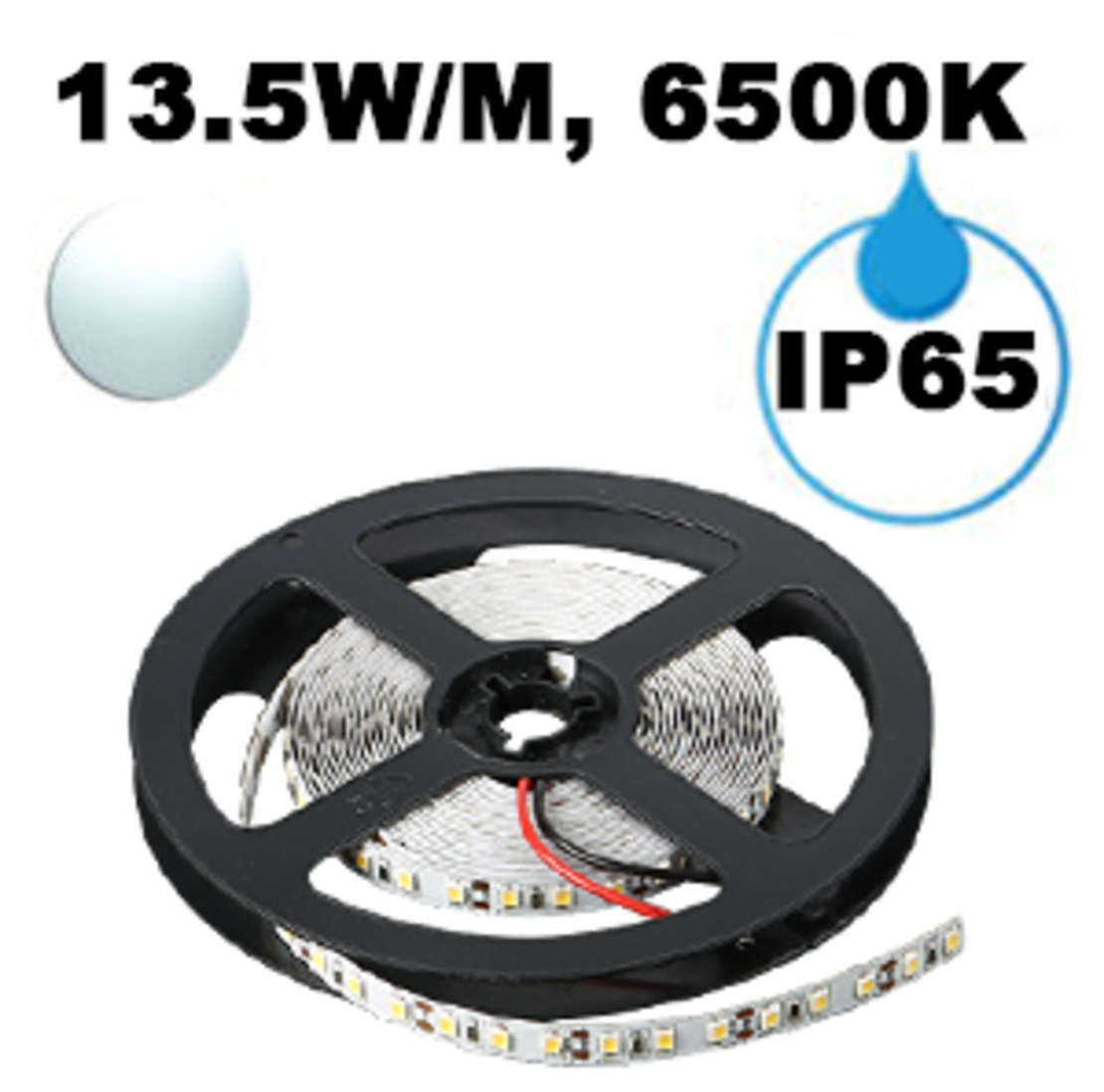 LED ЛЕНТА, 13.5W/M, 6500K, 12V DC, SMD5050, 60 LEDS/M, IP65