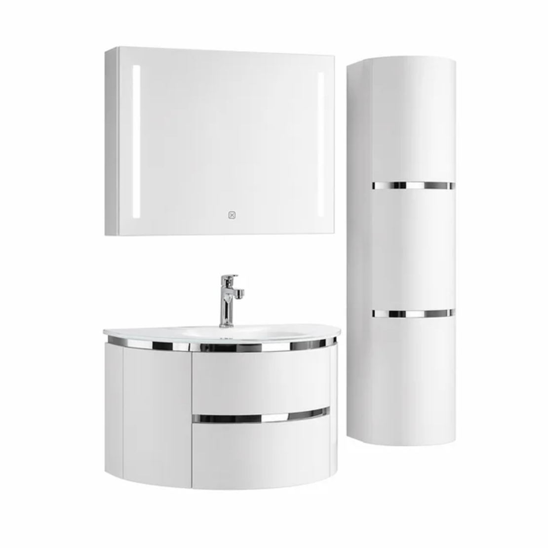 Комплект долен шкаф с умивалник, LED огледало и колона 5819