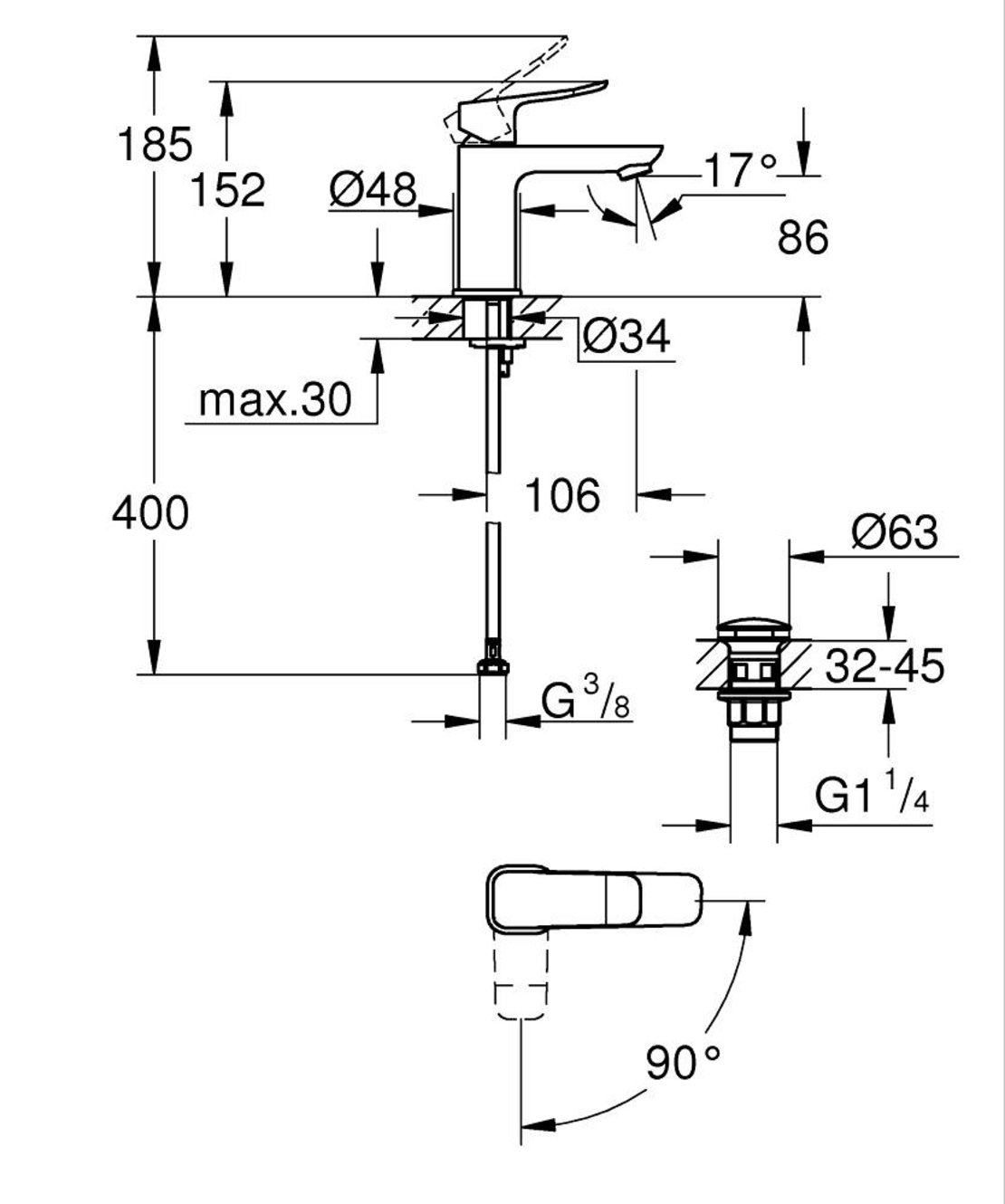 Смесител за умивалник Grohe Dice S