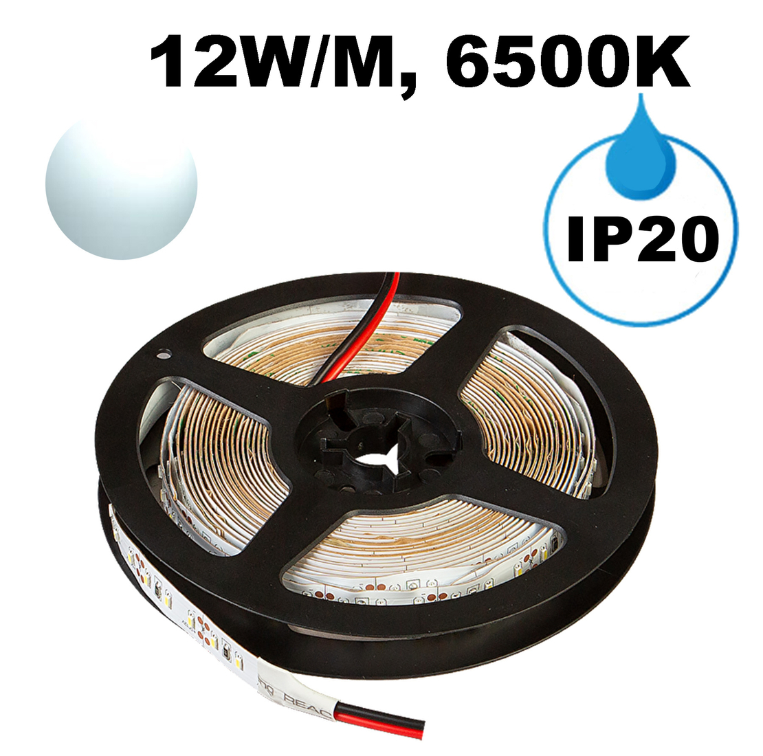 LED ЛЕНТА, 12W/M, 6500K, 12V DC, SMD3014, 120 LEDS/M, IP20