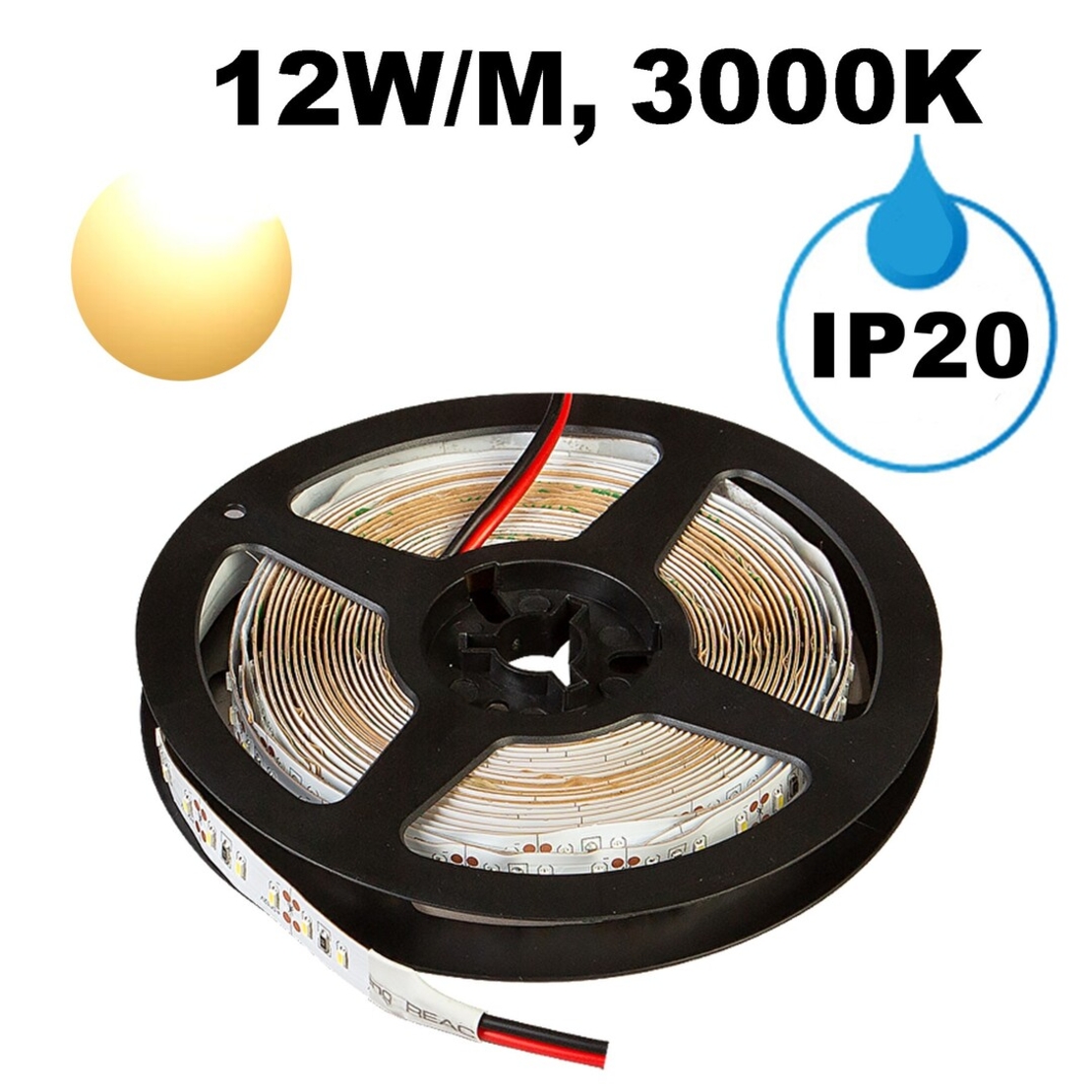 LED ЛЕНТА, 12W/M, 3000K, 12V DC, SMD3014, 120 LEDS/M