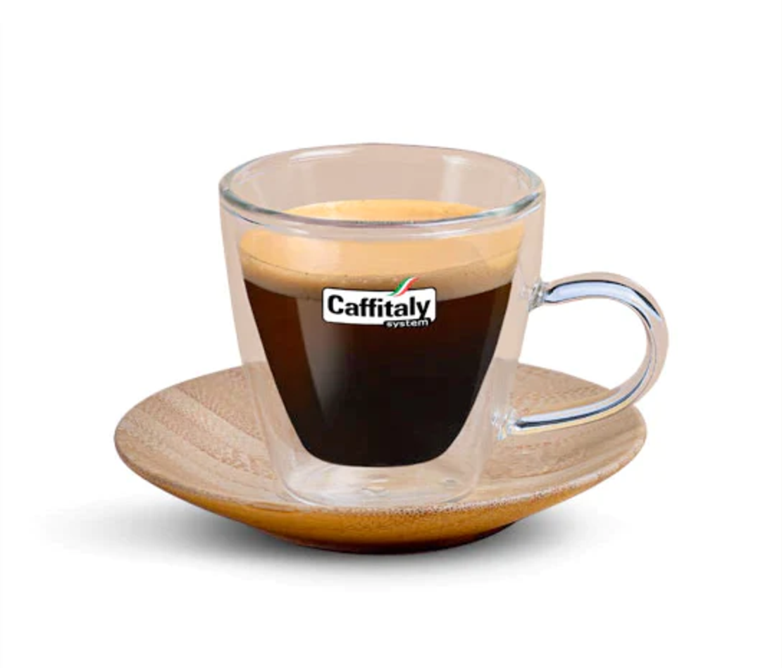 Чаша за еспресо с двойно дъно с бамбукова чинийка, 60 мл – 2 бр.