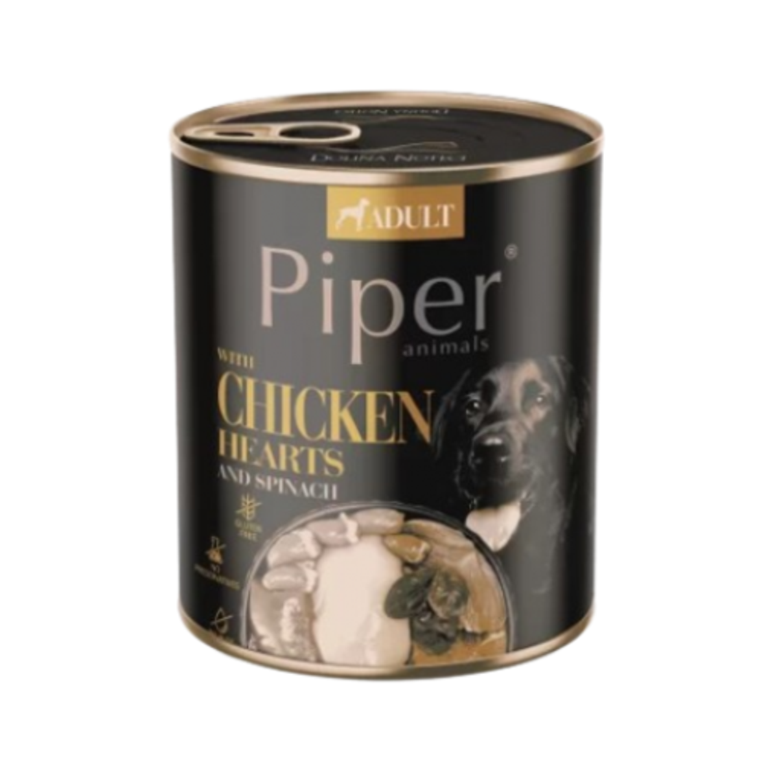 Piper Adult Chicken Hearts & Spinach - консерва с пилешко, 800 гр