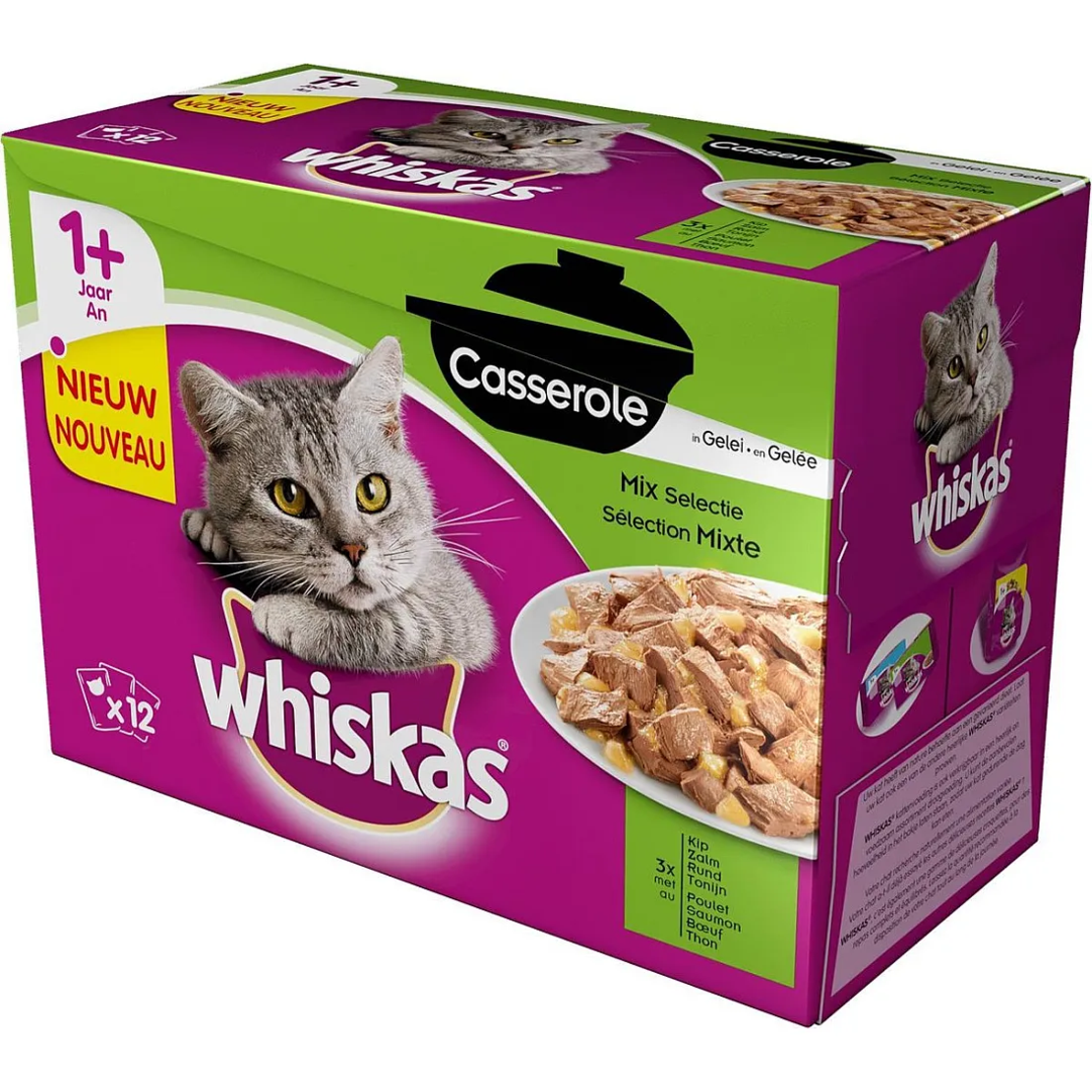 Whiskas Pouch Casserole Mix - паучове микс избрани ястия - 12х85 гр