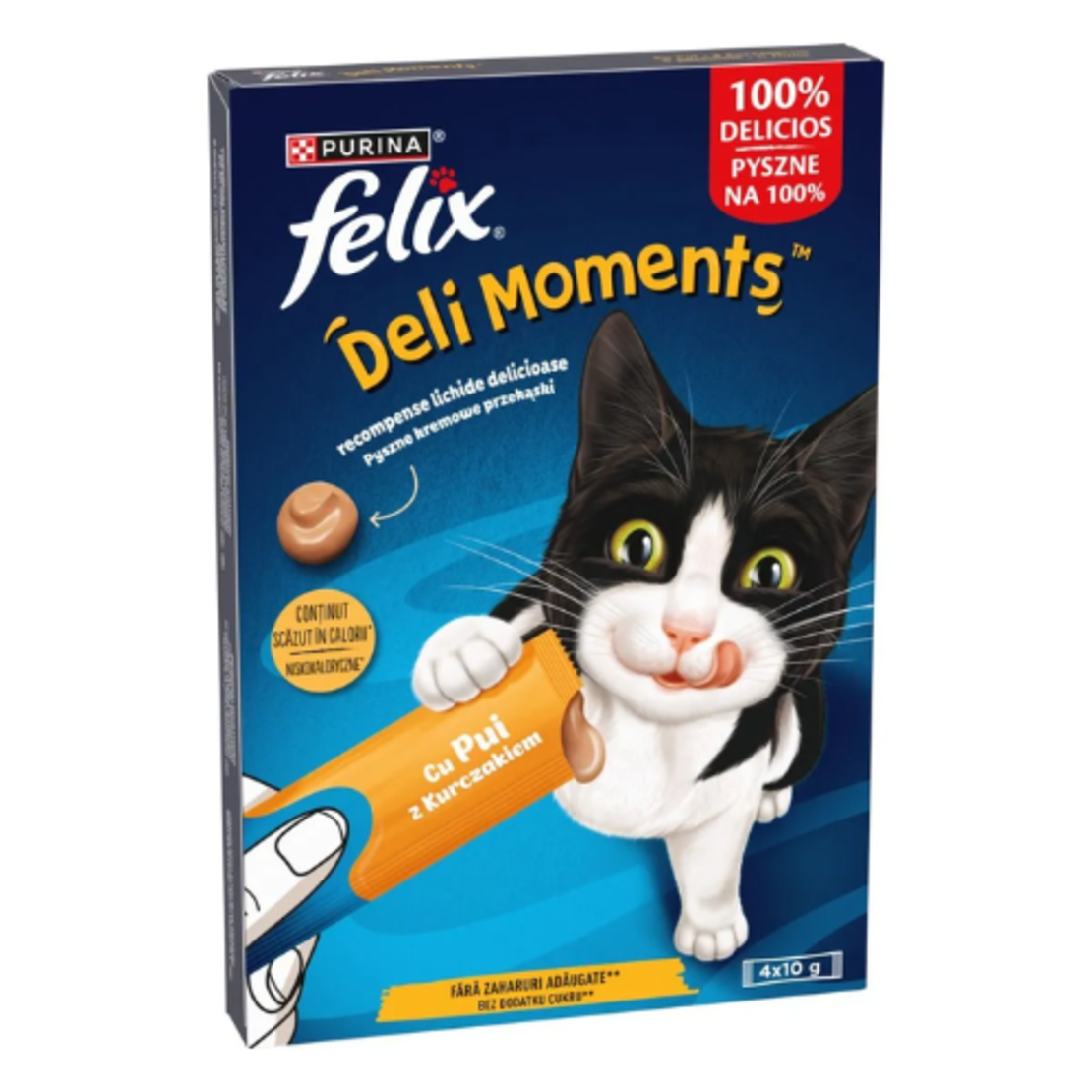 Felix Deli Moments Liquid Snacks with Chicken - течно лакомство за котки с пилешко - 4х10 гр