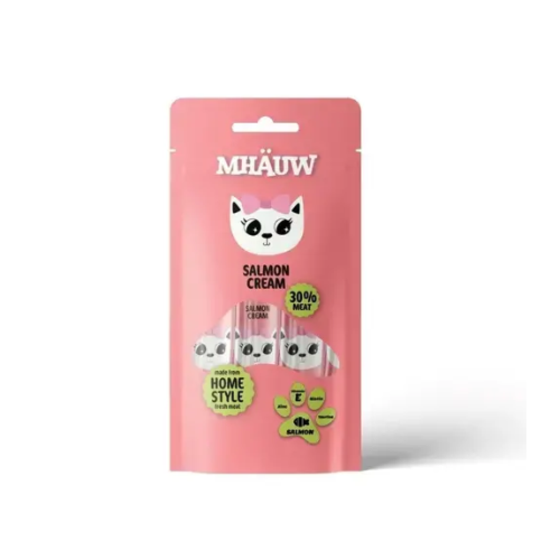 Кремообразно лакомство за котки с вкус на сьомга MHAUW, 80 гр