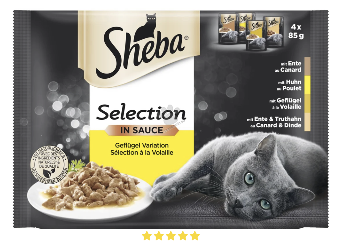 Sheba Selection in sauce - четири броя паучове микс / пиле, пуешко, патешко, птиче / 4 x 85 грама