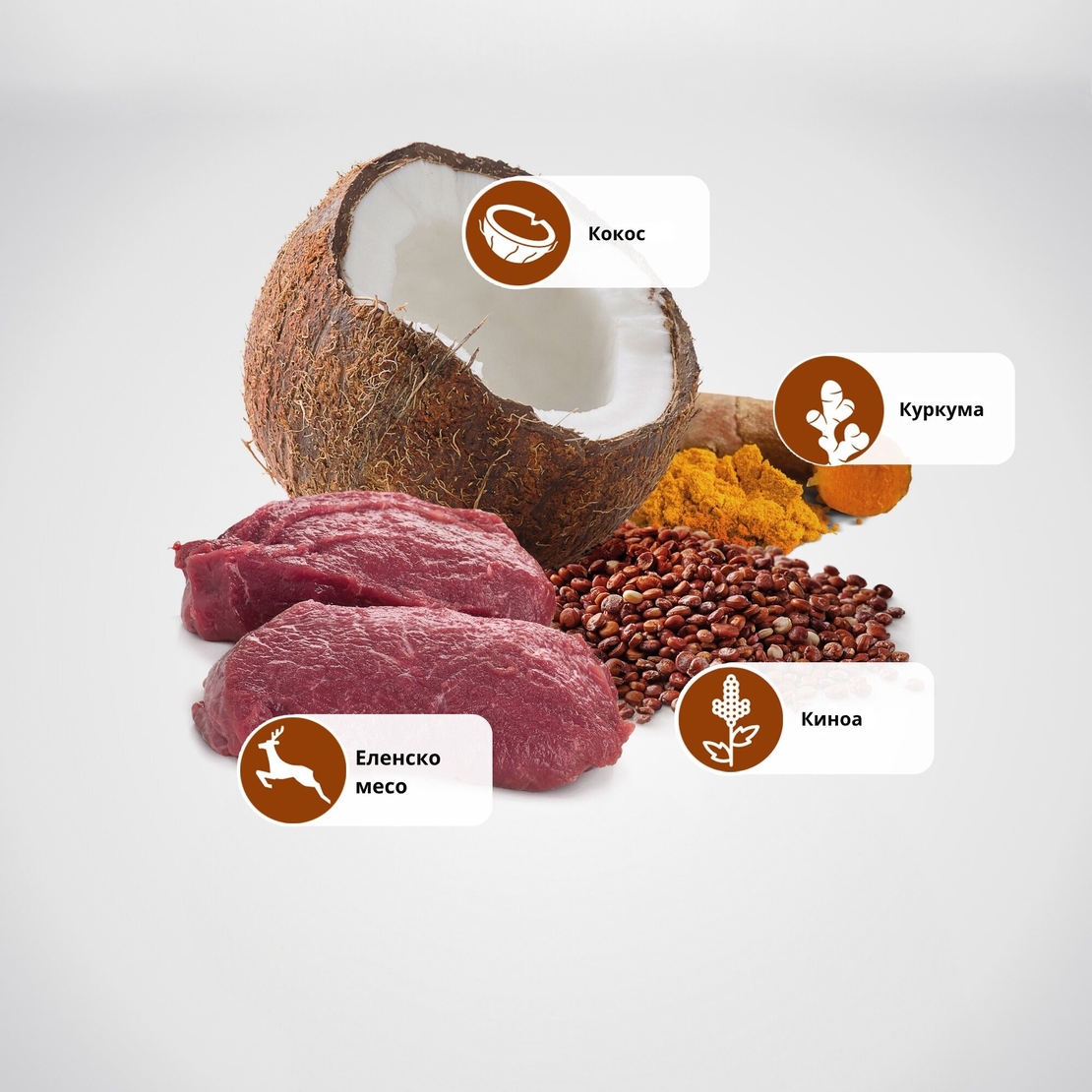 N&D Quinoa Skin & Coat with Venison for adult MEDIUM & MAXI dog – суха храна без зърнени култури за здрава кожа и козина, за кучета над 1 година от средни и едри породи, с еленско, киноа, кокос и куркума