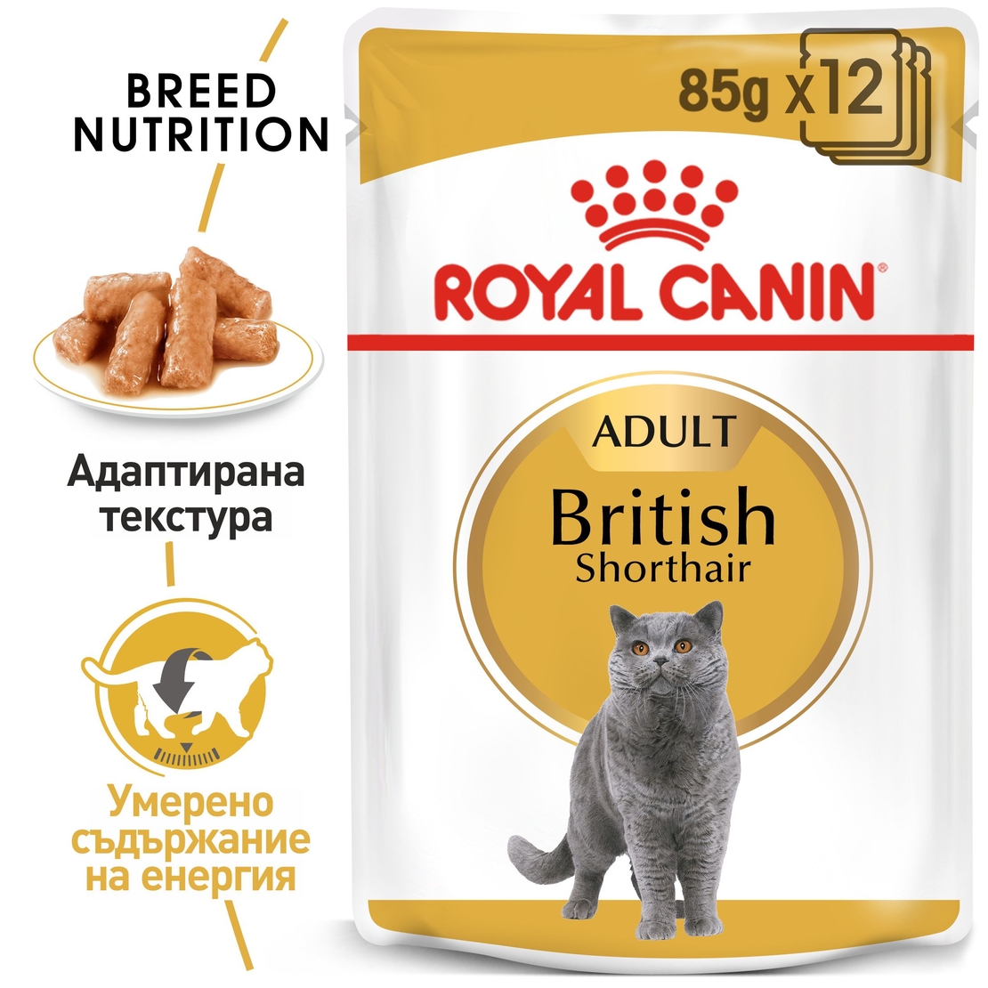 ROYAL CANIN® FBN BRITISH SHORTHAIR за британски късокосмести котки в зряла възраст - над 12 месеца (хапки в сос)хапки в сос