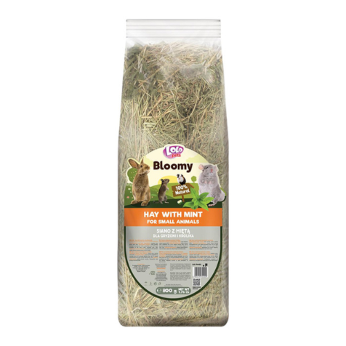 Сено за гризачи и зайци с мента 800 гр, LOLO Pets